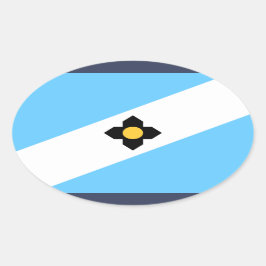 Pegatina Ovalada Bandera de Madison, Wisconsin