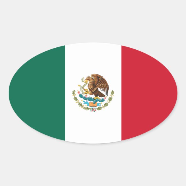 Pegatina Ovalada Bandera de México (Anverso)