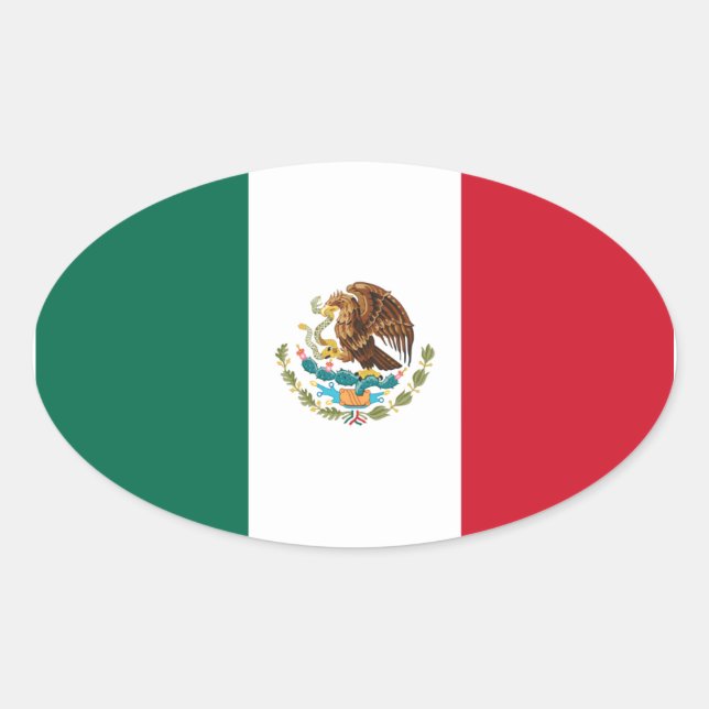 Pegatina Ovalada Bandera de México/México (Anverso)