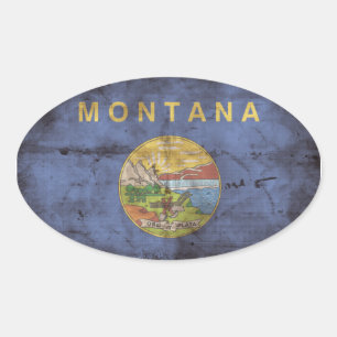 Pegatina Ovalada Bandera de Montana;
