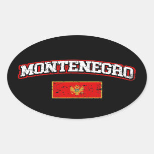 Pegatina Ovalada Bandera de Montenegro