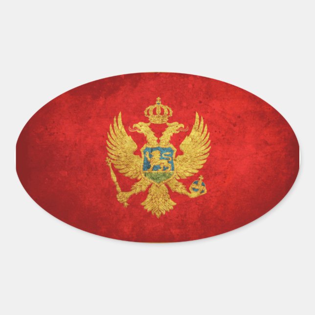 Pegatina Ovalada Bandera de Montenegro (Anverso)