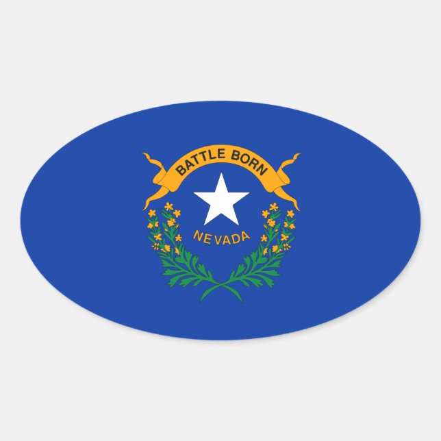 Pegatina Ovalada Bandera de Nevada (Anverso)