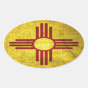 Pegatina Ovalada Bandera de New México