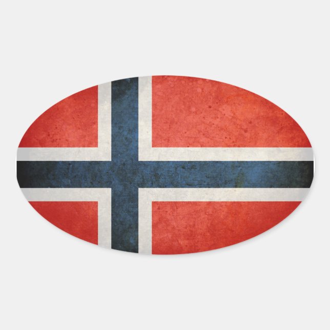 Pegatina Ovalada Bandera de Noruega (Anverso)
