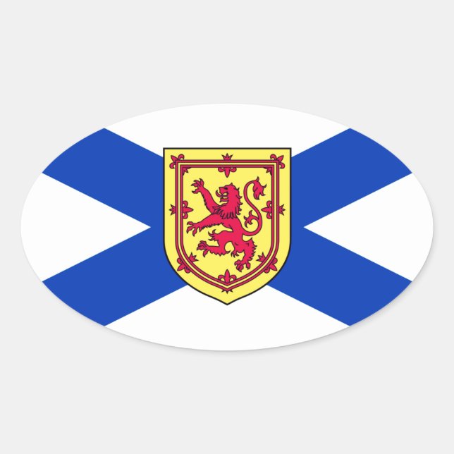 Pegatina Ovalada Bandera de Nueva Escocia, Canadá (Anverso)