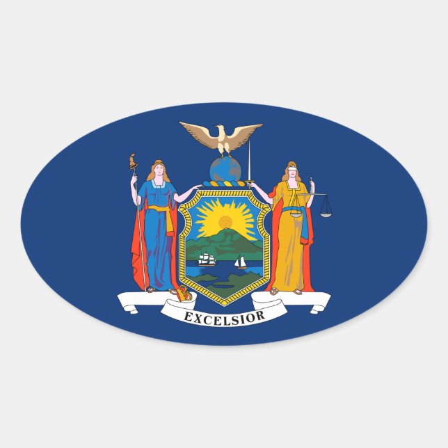 Pegatina Ovalada Bandera de Nueva York (Anverso)