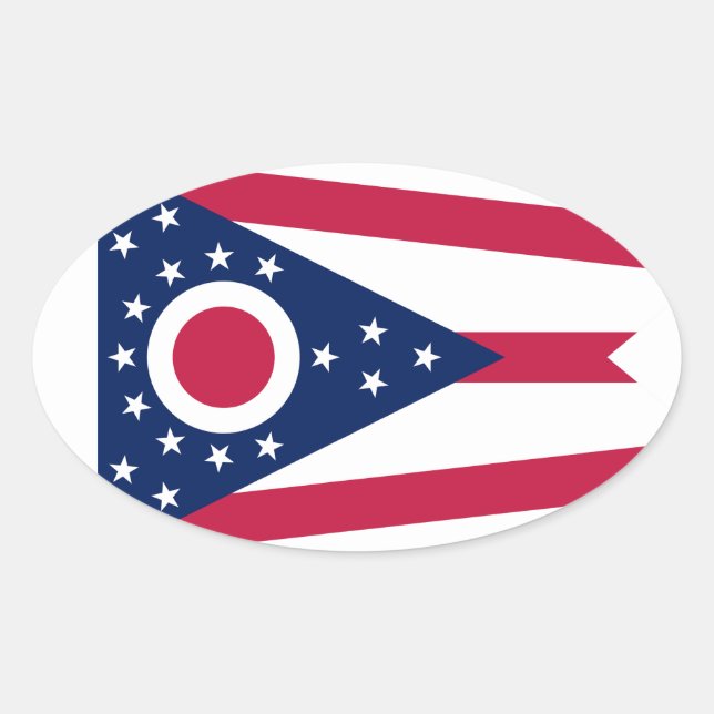 Pegatina Ovalada Bandera de Ohio (Anverso)