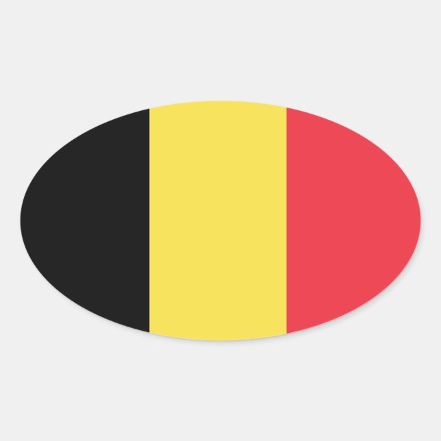 Pegatina Ovalada Bandera de Oval de estilo euro de Bélgica* (Anverso)