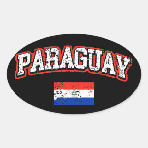 Pegatina Ovalada Bandera de Paraguay