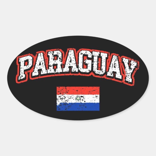 Pegatina Ovalada Bandera de Paraguay (Anverso)