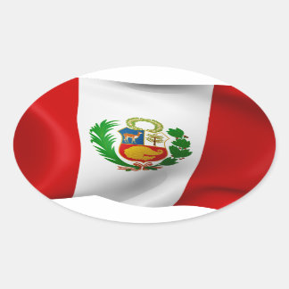 Pegatina Ovalada Bandera de Perú