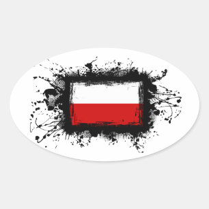 Pegatina Ovalada Bandera de Polonia