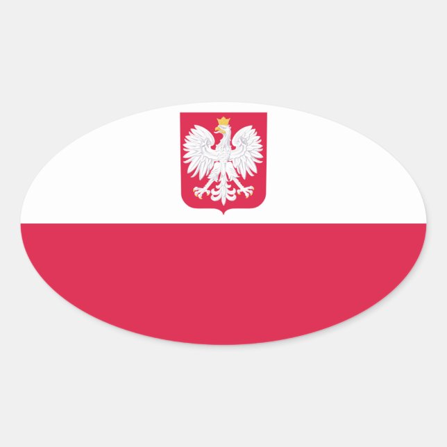 Pegatina Ovalada Bandera de Polonia (Anverso)