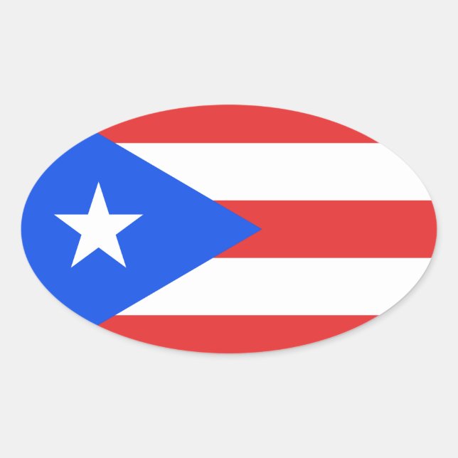 Pegatina Ovalada Bandera de Puerto Rico (Anverso)
