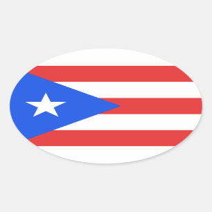 Pegatina Ovalada Bandera de Puerto Rico
