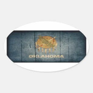 Pegatina Ovalada Bandera de Rugged Wood Oklahoma