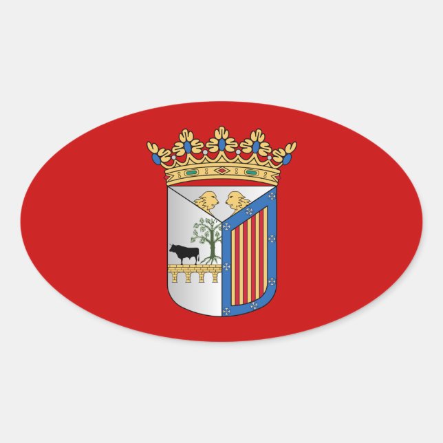 Pegatina Ovalada Bandera de Salamanca (España) (Anverso)