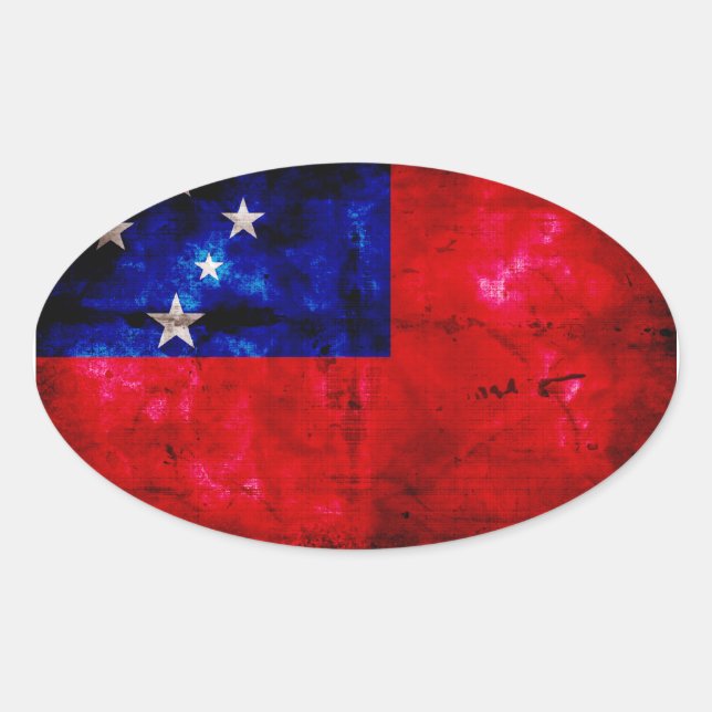 Pegatina Ovalada Bandera de Samoa (Anverso)