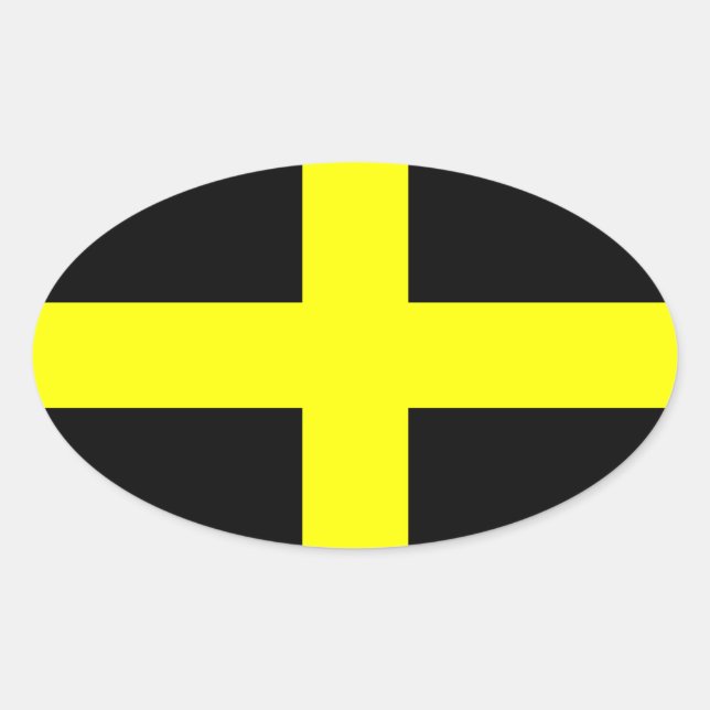 Pegatina Ovalada Bandera de San David (Gales) (Anverso)