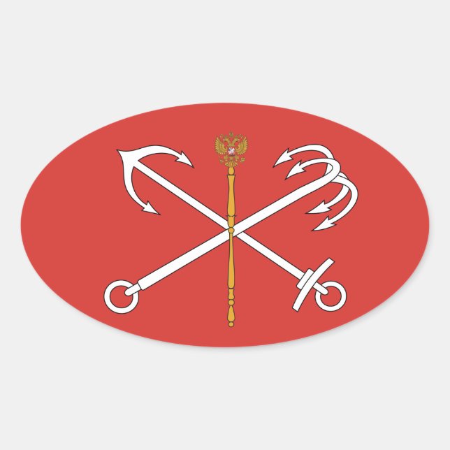 Pegatina Ovalada Bandera de San Petersburgo, Rusia (Anverso)