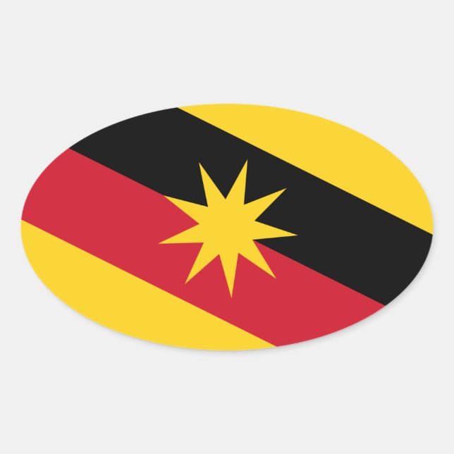 Pegatina Ovalada Bandera de Sarawak - MALASIA (Anverso)