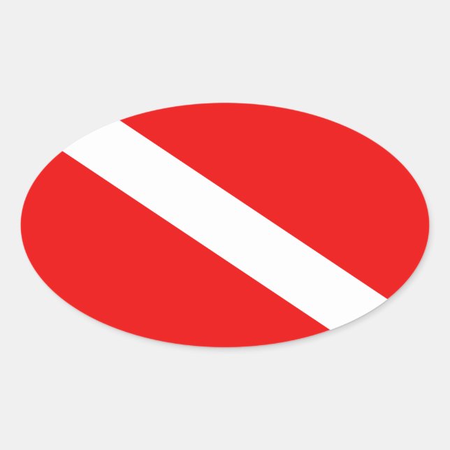 Pegatina Ovalada Bandera de Scuba (Anverso)