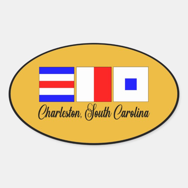 Pegatina Ovalada Bandera de señalización marítima de Charleston Sou (Anverso)