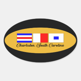 Pegatina Ovalada Bandera de señalización marítima de Charleston Sou