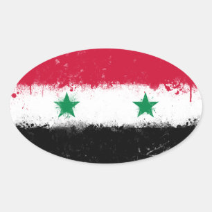 Pegatina Ovalada Bandera de Siria