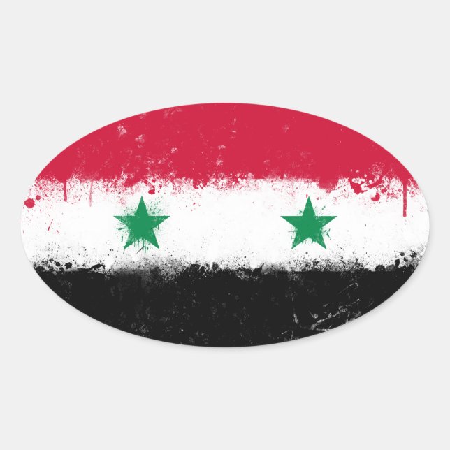 Pegatina Ovalada Bandera de Siria (Anverso)