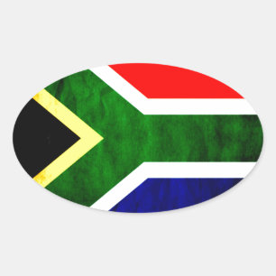 Pegatina Ovalada Bandera de Sudáfrica: Motivo de Remolino Dinámico