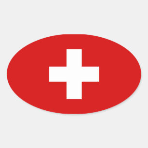 Pegatina Ovalada Bandera de Suiza