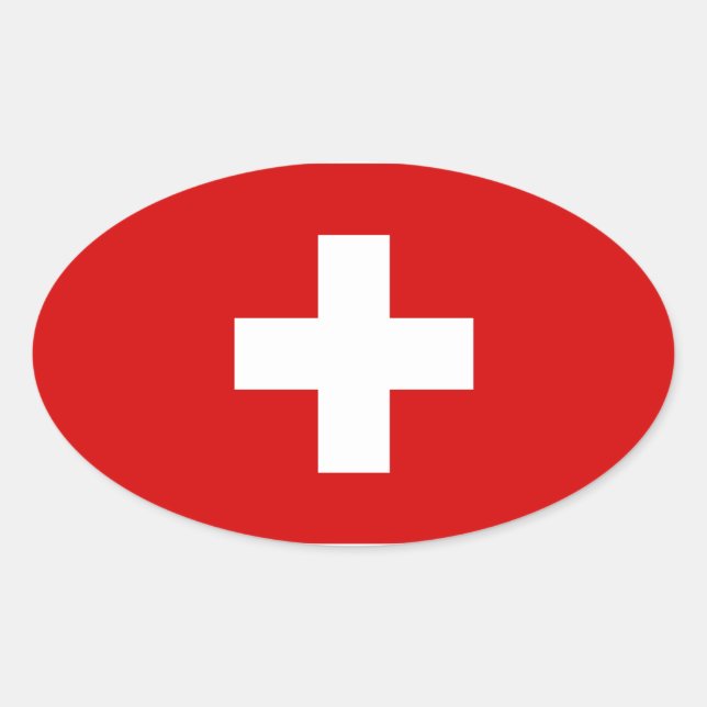 Pegatina Ovalada Bandera de Suiza (Anverso)