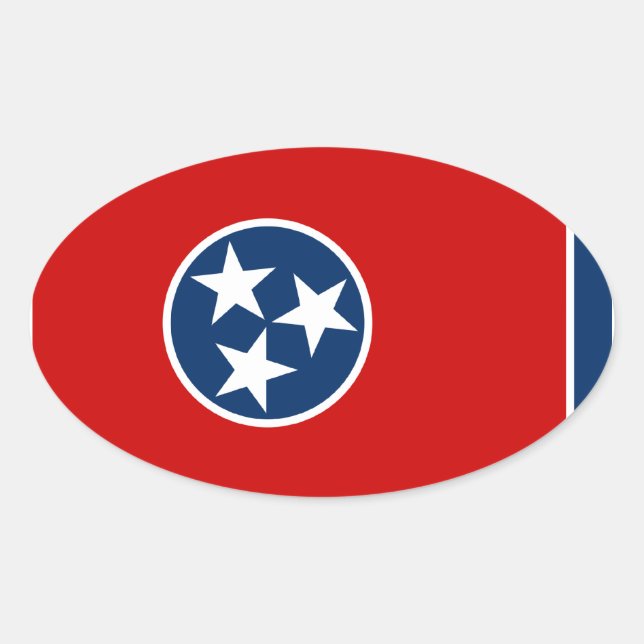 Pegatina Ovalada Bandera de Tennessee (Anverso)