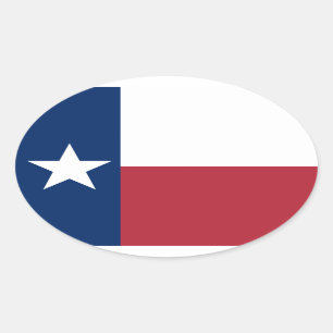 Pegatina Ovalada Bandera de Texas Roja Blanca y Azul