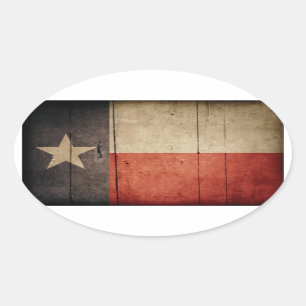 Pegatina Ovalada Bandera de Texas Rugged Wood