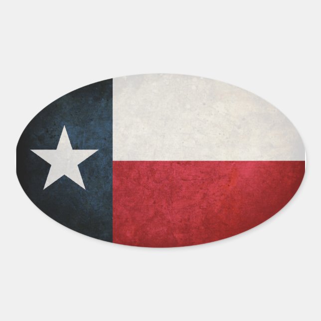 Pegatina Ovalada Bandera de Texas; Texan; (Anverso)