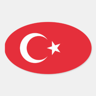 Pegatina Ovalada Bandera de Turquía