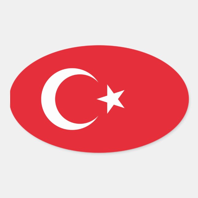 Pegatina Ovalada Bandera de Turquía (Anverso)