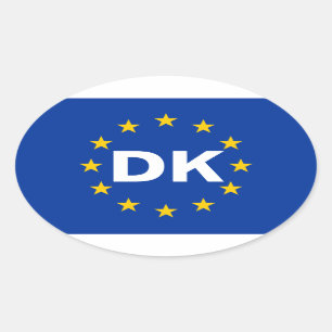 Pegatina Ovalada Bandera de unión europea de CUATRO Dinamarca "DK"