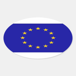 Pegatina Ovalada Bandera de unión europea de E. -