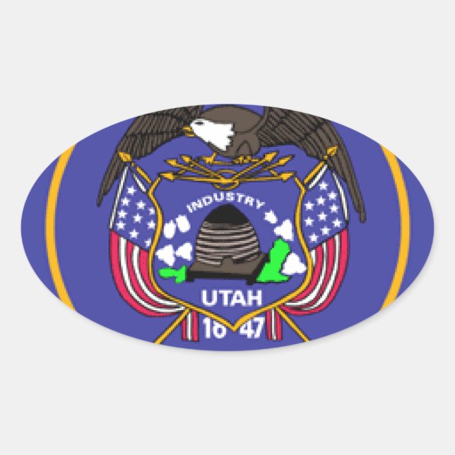 Pegatina Ovalada Bandera de Utah (Anverso)
