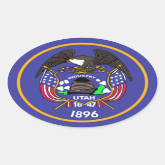 Pegatina Ovalada Bandera de Utah