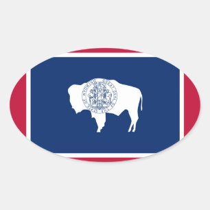 Pegatina Ovalada Bandera de Wyoming