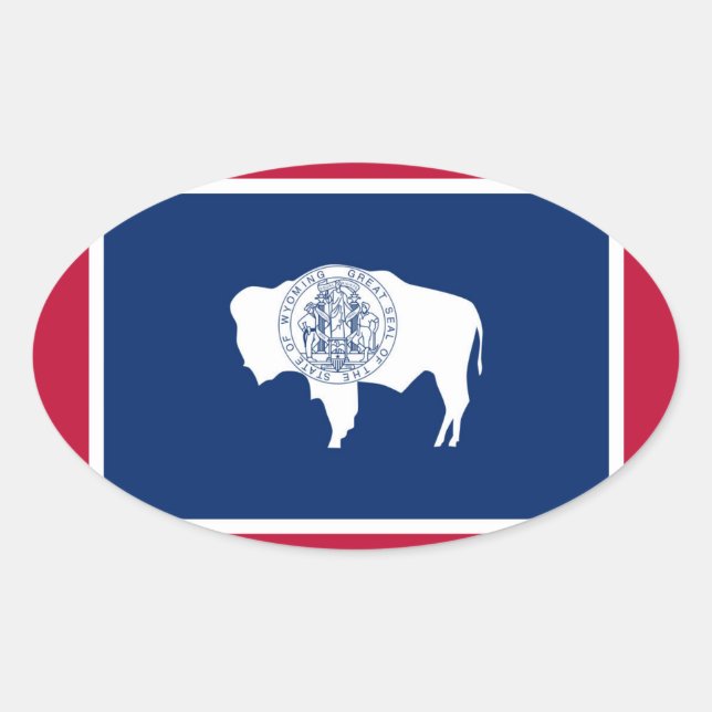 Pegatina Ovalada Bandera de Wyoming (Anverso)
