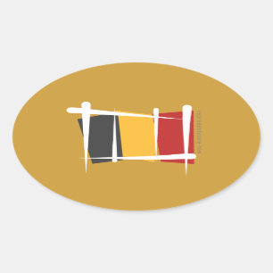Pegatina Ovalada Bandera del cepillo de Bélgica