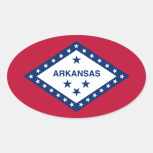 Pegatina Ovalada Bandera del Estado de Arkansas