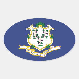 Pegatina Ovalada Bandera del estado de Connecticut