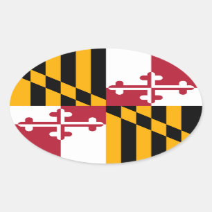 Pegatina Ovalada Bandera del Estado de Maryland vibrante